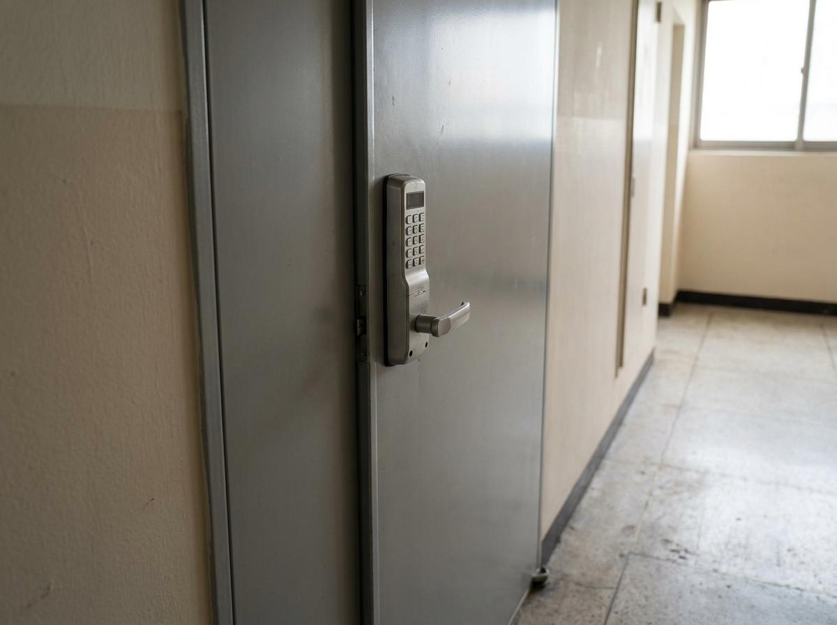 문틀과 도어락이 함께 보이는 아파트 현관문